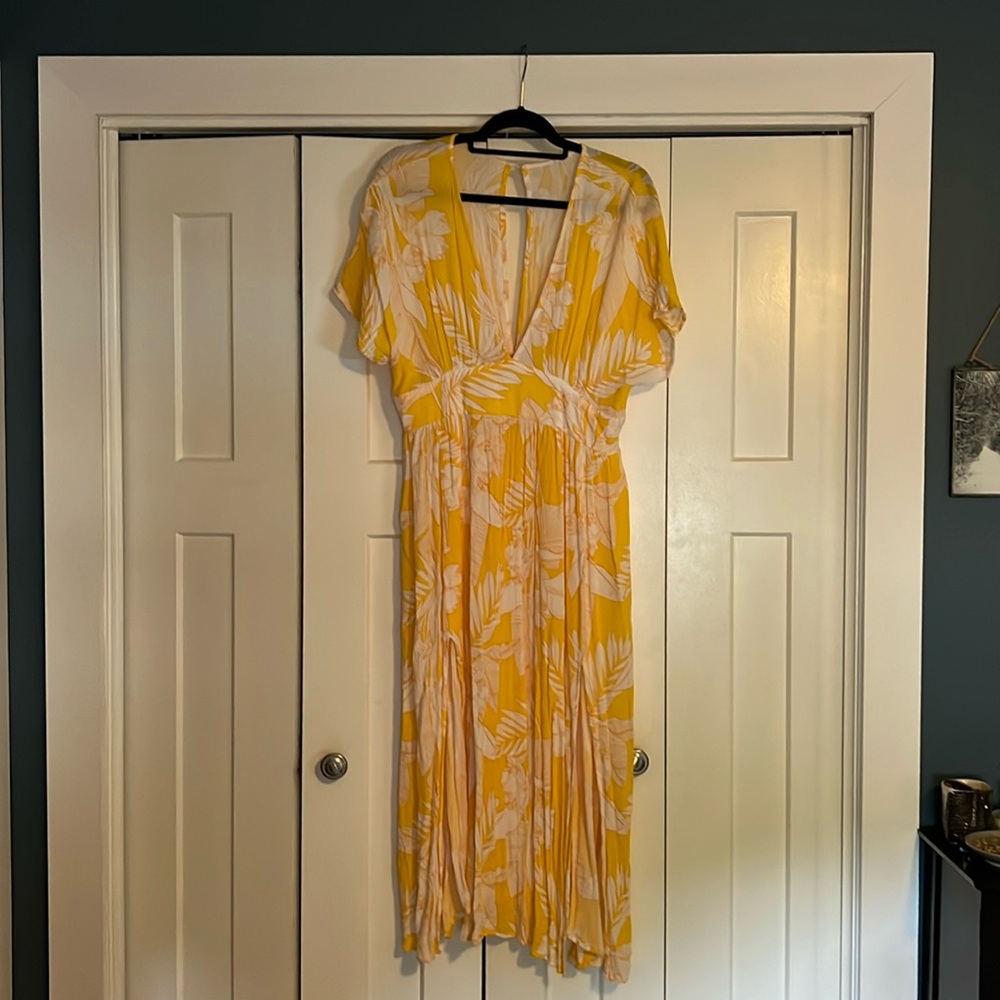 Yellow floral beach cover up